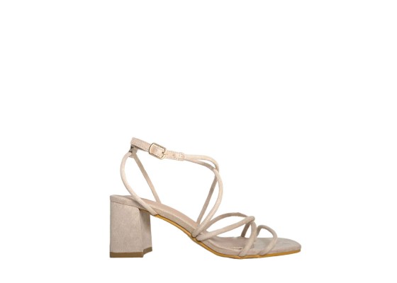 Sandalia Tacón Ancho Efecto Ante